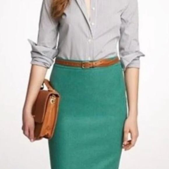 J.Crew Women's The Pencil Skirt Wool Blend Emerald Green Size 12 - Picture 1 of 8